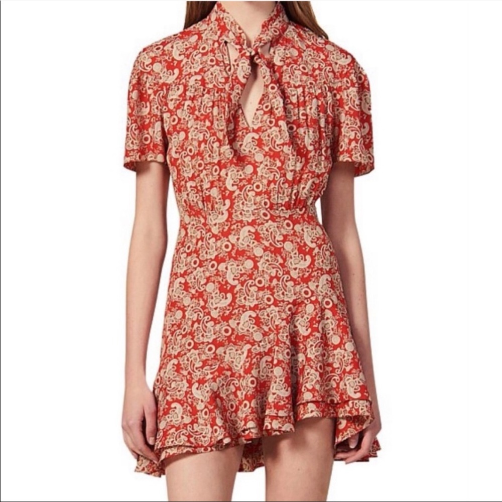 Sandro Paris Lane red paisley dress, size EU36/ US S